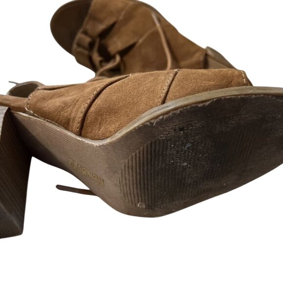 KENNETH COLE REACTION KAY-BOARD BROWN FAUX SUEDE LACE UP SANDALS/HEELS 7.5 - Picture 3 of 7